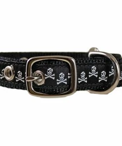 LEATHER MAN Pirate Dog Collar, Black, XS