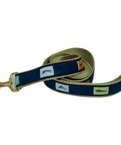 LEATHER MAN 1 1/4" Fish Flags Dog Leash
