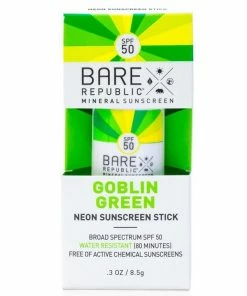 BARE REPUBLIC Mineral SPF 50 Neon Goblin Green Color Stick, .3oz.