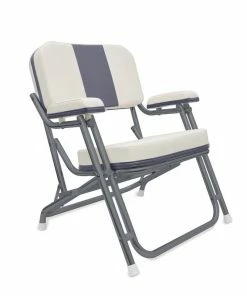 WEST MARINE Kingfish II Deck Chair, Gray Back, Powder-Coated Aluminum Frame